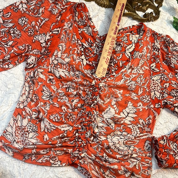 Free People Orange Floral Long Sleeve - Picture 4 of 13